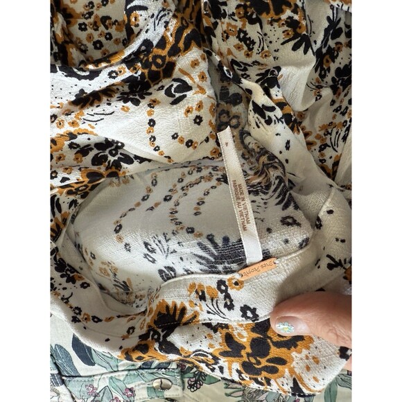 Free People Tough Love Maxi Dress 4 Floral Colorful Flowy Boho Navy Blue Gold - Picture 5 of 7